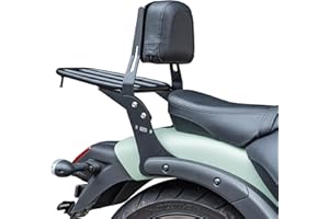 Lorababer Porte-Bagages de Dossier Amovible pour Moto Noir Sissy Bar Coussin de Dossier de Passager arrière Compatible avec K.awasaki Vulcan S 650 VN650 EN650 2015-2022 16 17 18 19 20 21