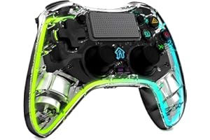 Duufun Wireless Controller für PS4, LED RGB Game Controller Kompatibel mit PS4/Pro/Slim/PC mit Turbo/Zurück Taste/Dual Vibration/6-Achsen Gyro Sensor/Touchpanel/3.5mm Audio Jack (Schwarz)