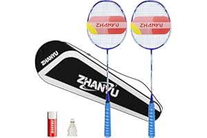 ZHANYU Badminton Rackets,Badminton Racket Set,82 Gram Lightweight Carbon Fiber One-Piece Molded Durable Professional Grade Racket,Including 2 Rackets,2 Shuttlecocks,And 1 Ball Bag