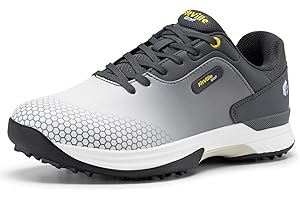 FitVille Mens Golf Shoes Extra Wide Fit Casual Sneakers Water Resistant Non Slip Outdoor Spiked Trainers for Golf Training