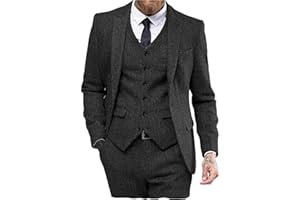 Solovedress Anzüge für Herren 3 Teilig Klassischer Smoking Tweed-Wolle für Hochzeit (Blazer +Weste+ Hose)