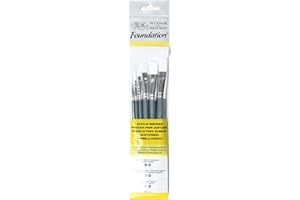 Winsor & Newton Pinceles para acrílico Foundation, set de 6 Unidades, sintéticos, pinceles surtidos