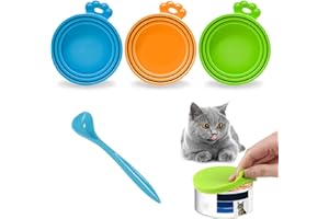 AOMiGT Couvercles Silicone de Conserve,3pcs Couvercles Silicone de Conserve pour Chien Chat mit Cuillère,Animal Domestique Peut Couvertures,Pet Food Can Lids,Couvercles Silicone de Conserve