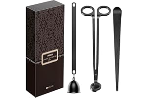RONXS 3 in 1 Candle Wick Trimmer Set, Candle Care Kit with Candle Cutter, Candle Snuffer, Candle Wick Dipper, Stylish Package for Candle Lovers (Black)