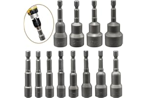 Xpieoyrm 12 Pièces Douille Visseuse, Magnétique Douilles Hexagonale 6/7/8/9/10/11/12/13/14/15/17/19, Adaptateur Embouts Douilles Hexagonale, Douille Visseuse à Choc,pour Clé à Douille,Perceuse à Main