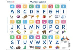 Larsen GP426 MemoPuzzle : l'alphabet avec 26 Lettres majuscules et minuscules, édition Français, Puzzle Cadre avec de 52 pièces