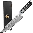 WILDMOK Coltello Kiritsuke Chef 21 Cm – Acciaio Damasco 67 Strati – Manico In Resina Unico – Giapponese Professionale