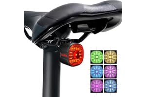Wind&Moon Luz Trasera Bicicleta Inteligente, 6 Modos e Parpadeo,IP66 Impermeable, Recargable USB, luz Bicicleta Trasera con Sensor de Freno, Color Mix/Mezclado Luz Trasera de Bicicleta de Montaña de