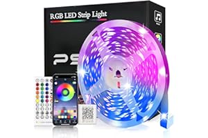 Taśma LED 10 m, PSTAR Bluetooth RGB 5050 24 V z pilotem zdalnego sterowania na podczerwień, sterowanie trybem muzycznym, ustawienie timera, do oświetlenia domu, na imprezie, w kuchni