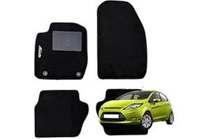 W-Parts Serie 4 TAPPETI - TAPPETINI in Moquette Neri per Fiesta VI dal 2011 al 2017 con battitacco Cucito, Bottoni di Fissaggio e Striscia Antiscivolo