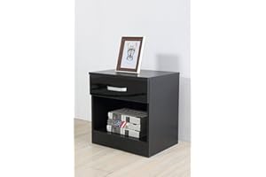 AFN High Gloss Chest of Draws - 8 6 4 1 Chest Bedside - Bedroom Storage Furniture Black (1 Drawer Bedside)