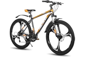 ‎HH HILAND Hiland 26 Zoll Mountainbike MTB mit Aluminiumrahmen Scheibenbremse Federgabel 3/6 Speichenräder für Jugendliche Fahrrad Herren Damen Jungen Mädchen Schwarz/Weiß