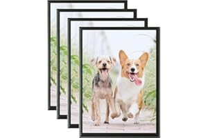 WEIKANI A5 Black Aluminium Photo Frame,4 Pack-15x21cm Picture Frame,Certificate Frame for Wall Mount or Table Top Display,Set of 4