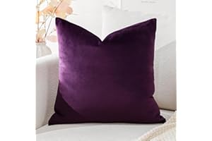 Artscope Luxury Velvet Cushion Covers Super Soft Decorative Square Throw Pillow Covers Case Cushion Covers for Sofa Couch Bedroom Car Decor 45x45cm Eggplant Purple