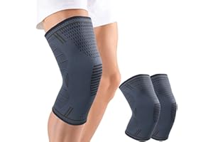 MILAIUN Kniebandage 2er Set, Kiestütze Männer und Damen, kniebandagen mit Anti Rutsch Silikonstreifen & atmungsaktive für Arthritis, Meniskus, Volleyball,Sport, ACL (2XL | Schwarz)…