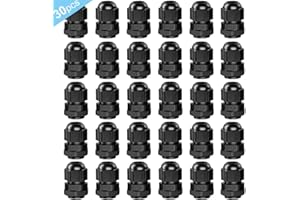 QitinDasen 30Pcs Premium Nylon PG9 Pressacavi, 4～8mm Regolabile IP68 Impermeabile Giunti Pressacavo, Impermeabili Pressacavi Connettori con Guarnizioni (Nero)