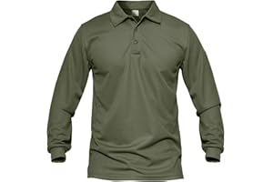 MAGCOMSEN Men's Quick Dry Long Sleeve Polo Shirts for Casual Military Golf Hiking