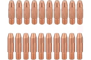 HNJKJEU 20 Stücke Kupfer Kontaktspitze Schweißdüsen Stromdüse M6 für 24KD MIG/MAG Schweißbrenner 0.8mm, 1.0mm, 1.2mm (1.0mm)