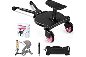 BugyKido Pedana Passeggino Universale con Sedile, Tavola Passeggino con Borsa Portaoggetti per Passeggino e Fune di Sospensione, Buggy Bboard per Bambini da 2 a 6 Nnni (55LB)