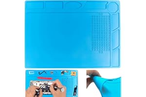 Retoo Silikonowa mata lutownicza antystatyczna, naprawa, warsztatowa, magnetyczna mata robocza, do naprawy elektroniki, pistoletów lutowniczych, pistoletów na gorąco,