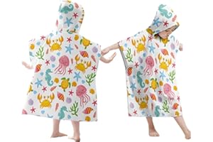 ATSGJLZN Badeponcho Kinder Badetuch Strand Strandponcho Kind aus Mikrofaser mit Kapuze Poncho Handtuch Kinder Starke Wasseraufnahme für Baby Jungen Mädchen 2-8 Jahre Cartoon 65 x 75 cm
