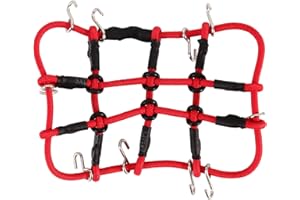 INJORA RC Dach Gepäck Netz mit Haken für Axial SCX24 C10 JLU Gladiator Bronco Upgrade Teile 1/24 RC Crawler Zubehör（Rot）