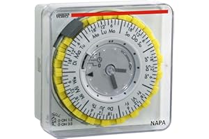 VEMER VP887400 Interruptor Horario Electromecánico, Temporizador con Programación Semanal, Instalación en Panel, Gris Claro