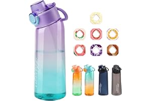 Metyniete Botella de aire | 900 ml con 7 cápsulas de sabor, sin BPA, tritán, botella de agua para deportes (púrpura)