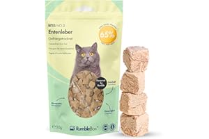 RumbleBox Friandises lyophilisées pour Chats – Foie de Canard 100%, Mono-protéine (1 ingrédient Naturel), sans Sucre ni céréales, digestes & Savoureux - 50 g