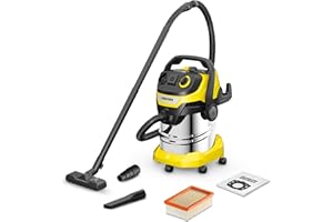 Kärcher Aspirateur Eau et Poussières WD 5 P S V-25/5/22, avec Prise de Courant, Filtre Plissé Plat, Fonction de Nettoyage du Filtre, Cassette Filtrante, 1100 W, Cuve : 25 l, Tube d'Aspiration : 2,2 m