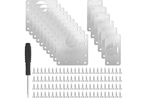 K KWOKKER 16PCS Cabinet Hinge Repair Plate, Cupboard Hinge Repair Plate with 96PCS Screws, Kitchen Door Hinge Repair Plate Stainless Steel Hinge Repair Brackets with Holes &Screwdriver for Wood Furniture