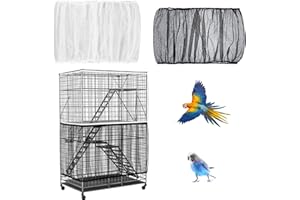 XNBTFK Bird Cage Seed Catcher, Bird Cage Cover, 2 Pcs XL Set for Preventing Seed Scatter, Universal Fit for Round and Square Cages, Easy to Clean and Maintain (White and Black)