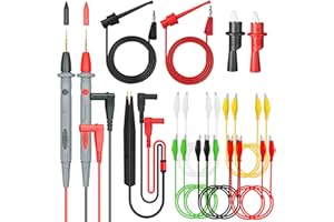 COL-PARY Juego de cables de prueba para multímetro eléctrico - pinzas de cocodrilo, gancho de prueba, kit de cables de sondas de prueba para conexión de circuito eléctrico, experimentos escolares de DIY