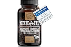 ‎SCHEUNENGUT Shilajit Original Kapseln -WICHTIG: 1000mg Hochdosiert pro Dosis I Reines Mumijo Shilajit aus dem Himalaya I 50% Fulvinsäure +12% Huminsäure I Laborgeprüft -DE- SCHEUNENGUT®