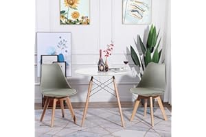 ‎FURNITABLE FURNITABLE Set aus Runder Esszimmertisch mit 2 Grauer Stühlen, Esszimmergruppe für Esszimmer Küche Wohnzimmer