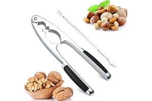 PWSAP Dziadek do orzechów z antypoślizgowym uchwytem, metalowy dziadek do orzechów ze stali nierdzewnej 304, otwieracz do orzechów włoskich, wytrzymały cracker do muszli, pekan, krakersy z owocami morza,