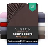 VISION Fitted Sheet, 100% Cotton, Double Bed (63 x 200 cm) &ndash; Elasticated Corners &ndash; Fits Mattresses up to 25 cm &ndash; Oeko-Tex Cer