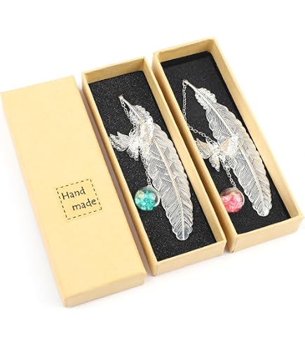 4 pièces Marque-page plume en métal Grand panda pendentif en bambou