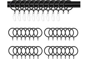 GOIEHIR Anillas para Cortinas, 40 Piezas Anillos de Cortina de Metal, Anillos para Cortina de Ducha con Clips, 30 mm de Diámetro Interno, para Baño, Dormitorio, Negro