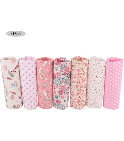 Set 7 Scampoli Di Tessuto Cotone Viola Per Patchwork – 25x25 Cm, Motivi Floreali E Pois Per Cucito Creativo E Hobby