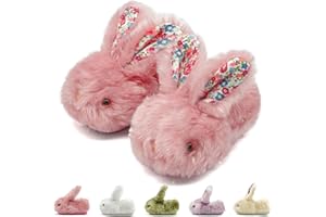 sharllen Kids Slippers Girls Fluffy Bunny Slippers Toddler Plush Warm Winter House Boys Cute Rabbit Novelty Animal Shoes