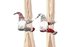 BETESSIN Corbata Cortina de Navidad 2 Piezas Hebilla Cortina Decorativa Gnomo sin Rostro Alzapaños para Atar Cortinas Hogar Habitación Decoración Regalo para Fiesta de Navidad
