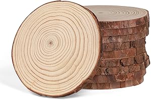 MIGUBIGU 10Pcs Dischi Legno 13-14 cm, Dischetti di Legno da Decorare, Fette di con Corteccia, Tronchi Decorativi, Diametro, per Pirografo, Intagliare, Decorazioni Natalizie e Nuziali
