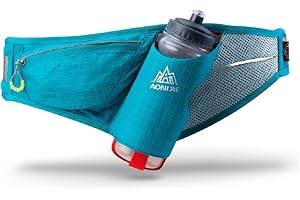 TRIWONDER Riñonera Deportiva Running Ligera Multifuncional Bolsa de Cintura para Correr Senderismo Hombre Mujer con Botella de 600ml (Azul - con 1 Botella de Agua (600ml))
