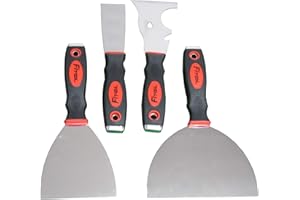 FITOOL Juego de 4 espátulas de acero inoxidable 7 en 1 raspador de pintor, cuchillos de colocación flexibles, raspadores de pintura de calidad de 3,8 a 7,6 a 10,2 cm a 15,2 cm.