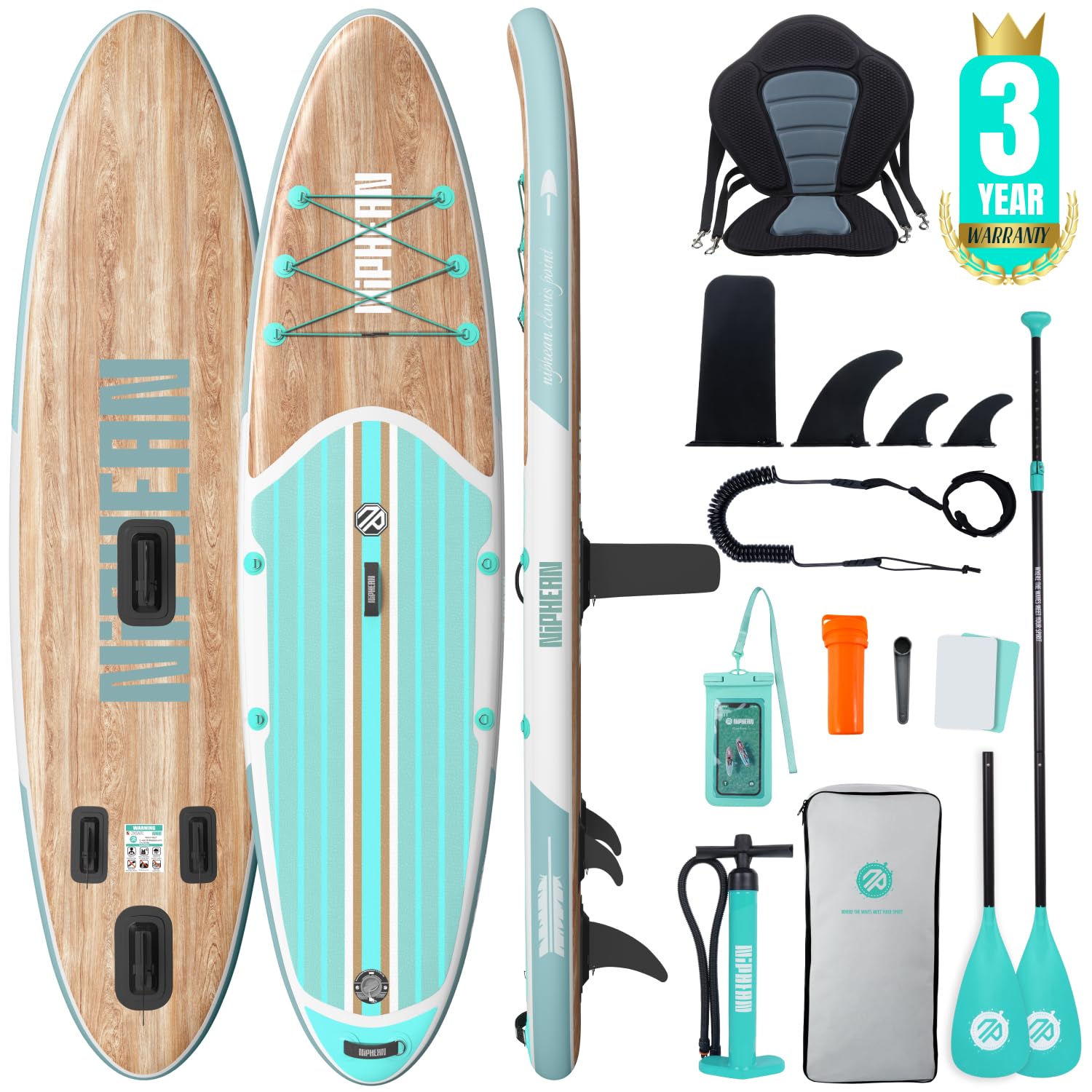 Niphean Tavola SUP Gonfiabile 320cm/230cm con Accessori SUP Stabile | Tavola SUP Rigida Portata 200kg, Antiscivolo con Kit Riparazione, per Adulti, Principianti, Uomini, Donne e Yoga