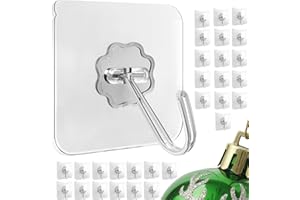 Menz Haken selbstklebend, 30 Stück Transparent Klebehaken extra stark (10 kg), Wasserdicht und wetterfest Wandhaken selbstklebend, Mehrzweck Klebe Haken für Küche, Bad, Deko