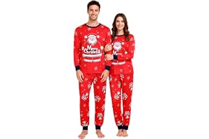GRPSKCOS Par julpyjamas vuxna jultomten julpyjamas långa nattkläder matchande pyjamasset jul för män kvinnor