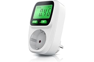 ‎CSL-COMPUTER CSL - Stromzähler Steckdose mit Hintergrundbeleuchtung - Energiekostenmessgerät Stromkostenmessgerät - Standby Verbrauchsmessung - effektive Kostenüberwachung - integrierter erhöhter Berührungsschutz