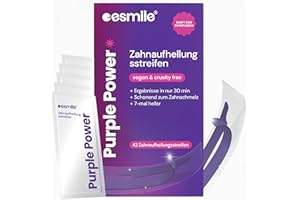 ‎ESMILE ESMILE 42 professionelle Zahnaufhellungsstreifen Violett – sofortiges Ergebnis Effekt V34 – schnelle Zahnaufhellung zu Hause | Ideal für Kaffeeflecken, Wein, Rauch | schonend für empfindliche Zähne